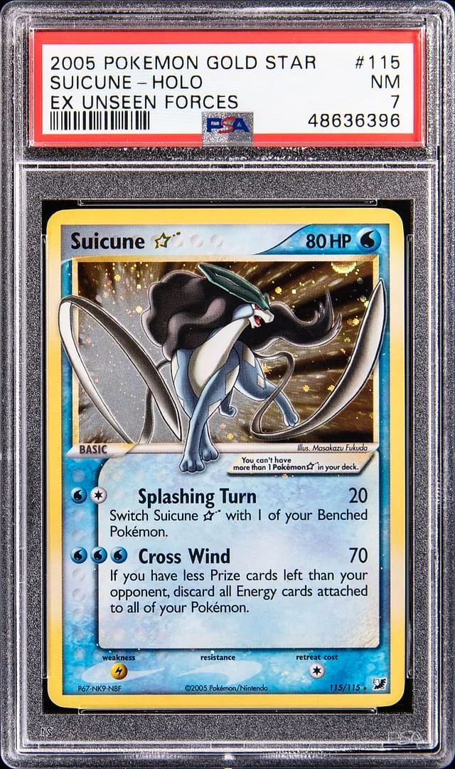 2005 Pokemon Gold Star EX Unseen Forces Holo Suicine #115 card image