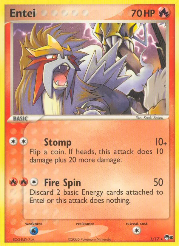 2005 POP Series 2 Entei Rare #01/17 Rare card image