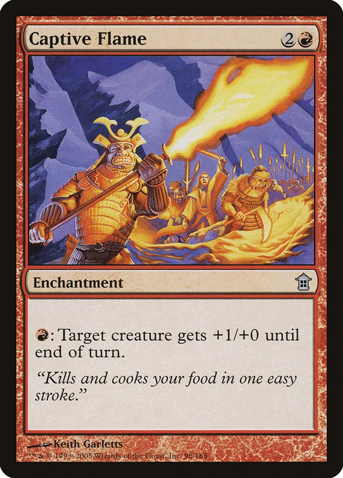 2005 Saviors of Kamigawa Captive Flame uncommon #96 unlisted card image