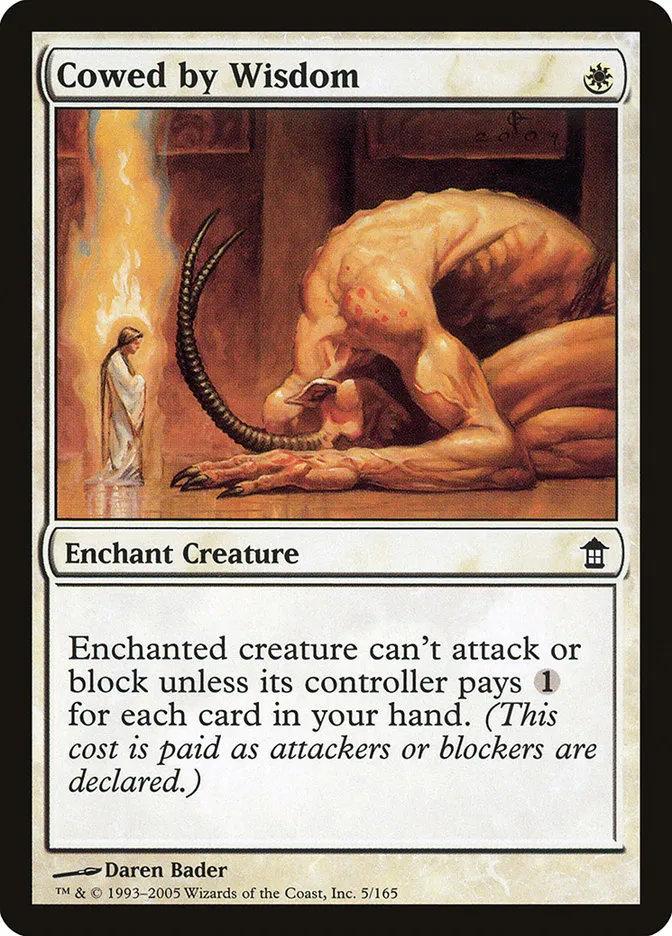 2005 Saviors of Kamigawa Cowed by Wisdom common #5 unlisted card image
