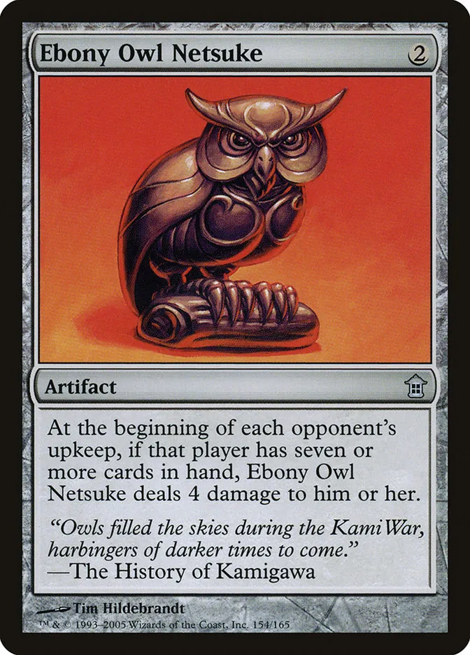2005 Saviors of Kamigawa Ebony Owl Netsuke uncommon #154 unlisted card image