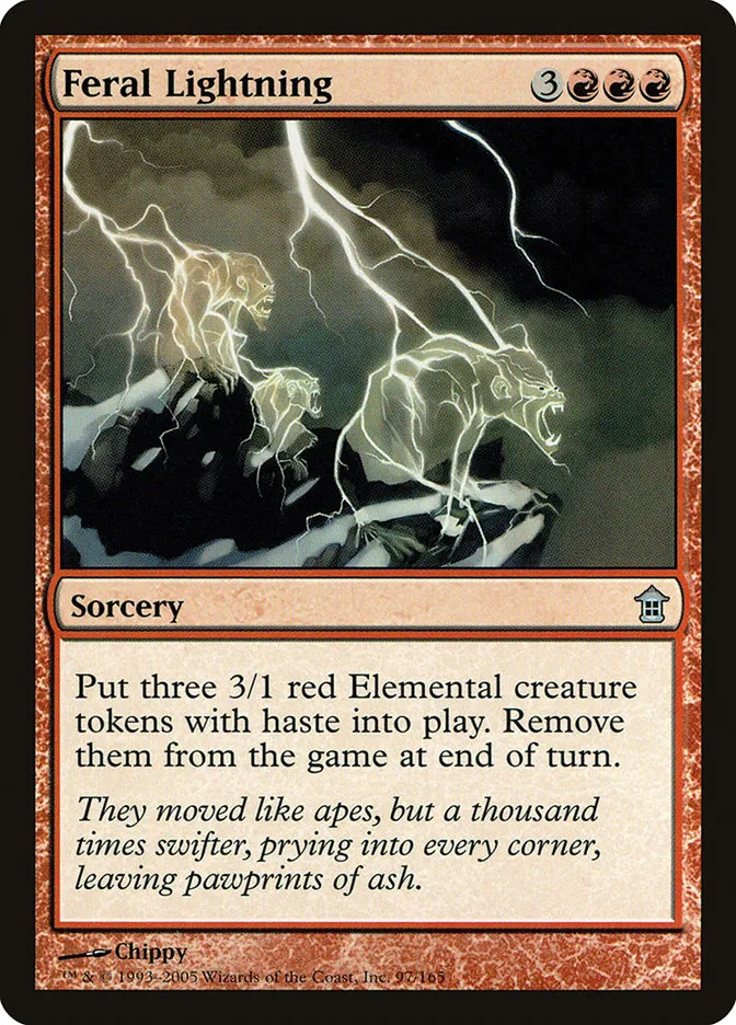 2005 Saviors of Kamigawa Feral Lightning uncommon #97 unlisted card image