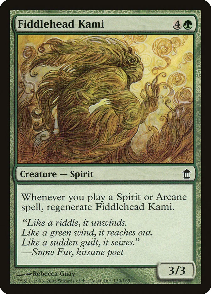 2005 Saviors of Kamigawa Fiddlehead Kami common #130 unlisted card image