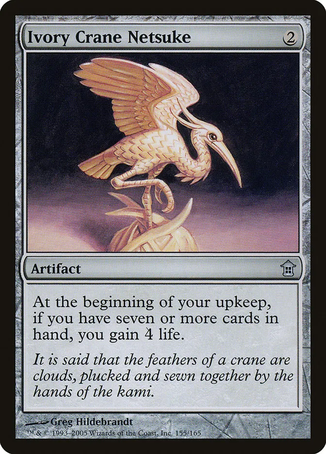 2005 Saviors of Kamigawa Ivory Crane Netsuke uncommon #155 unlisted card image