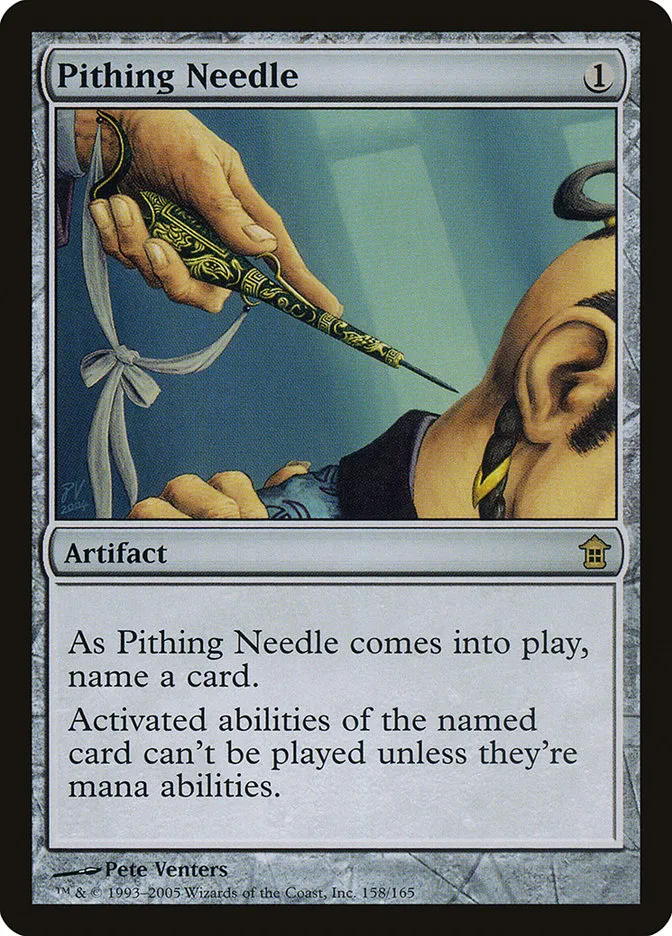 2005 Saviors of Kamigawa Pithing Needle rare #158 unlisted card image