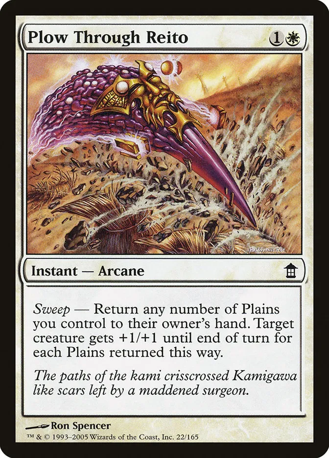 2005 Saviors of Kamigawa Plow Through Reito common #22 unlisted card image