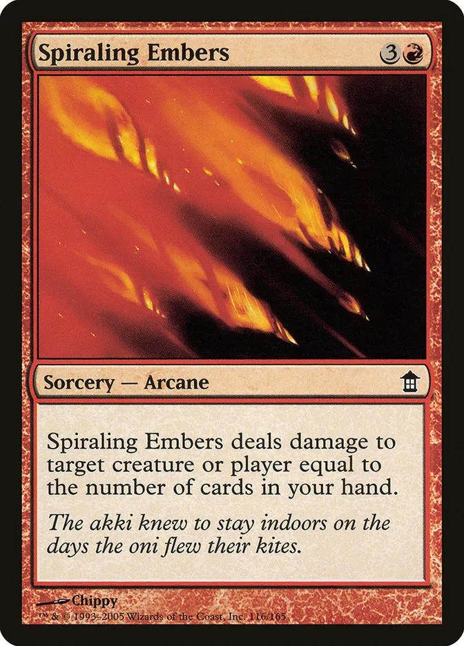 2005 Saviors of Kamigawa Spiraling Embers common #116 unlisted card image