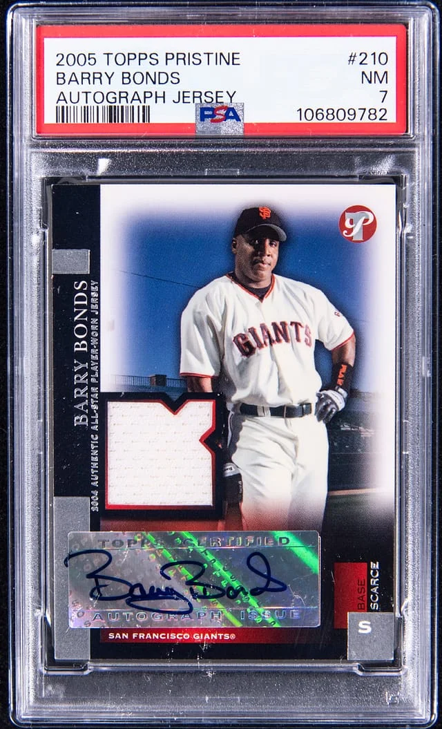 2005 Topps Barry Bonds Pristine Autograph Jersey #210 card image