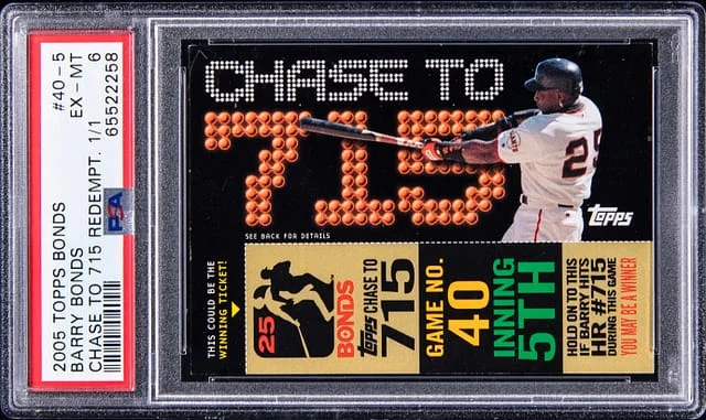 2005 Topps Barry Bonds Bonds Chase To 715 Redemption #40-5 card image