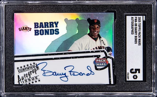 2005 Topps Barry Bonds Pack Wars Autograph #PWA-BB card image