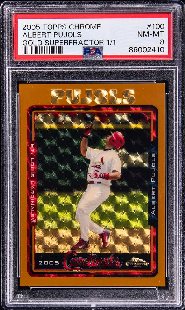 2005 Topps Chrome Albert Pujols Gold SuperFractor #100 card image