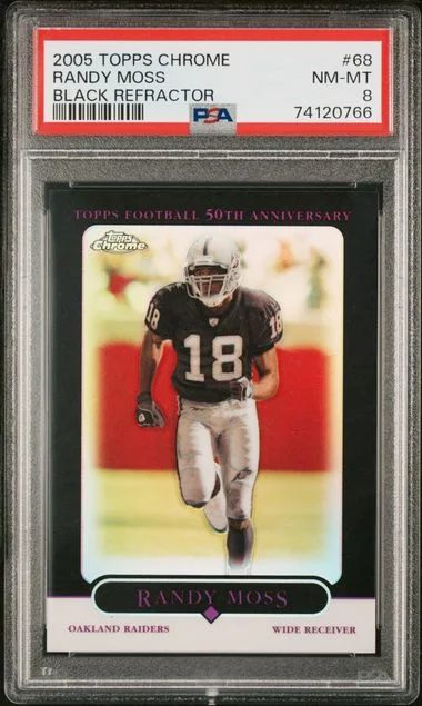2005 Topps Chrome Black Randy Moss Refractor #68 card image