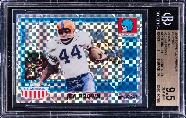 2005 Topps Chrome Jim Brown All-American Xfractor #25 card image