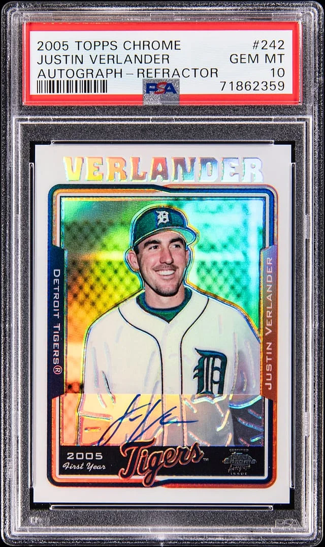 2005 Topps Chrome Justin Verlander Autograph Refractor #242 card image