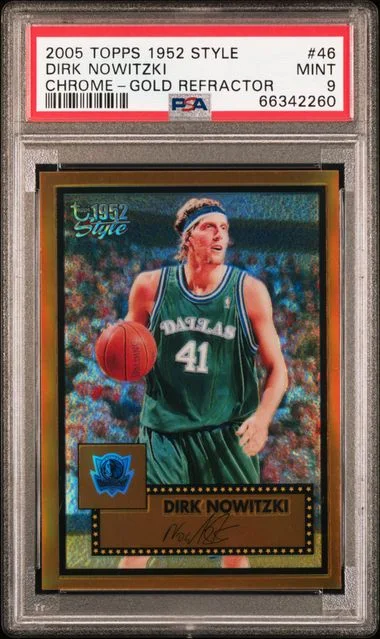 2005 Topps Dirk Nowitzki 1952 Style Chrome Gold Refractor #46 card image