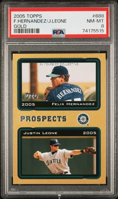 2005 Topps Felix Hernandez/Justin Leone Gold #688 card image