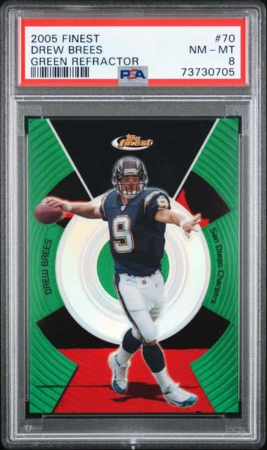 2005 Topps Finest Drew Brees Green Refractor #70 card image