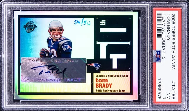 2005 Topps Tom Brady 50th Anniversary Team Autographs #TA-TBR card image