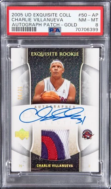 2005 UD Exquisite Collection Autograph Patch-Gold Charlie Villanueva #50-AP card image