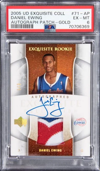 2005 UD Exquisite Collection Autograph Patch-Gold Daniel Ewing #71-AP card image