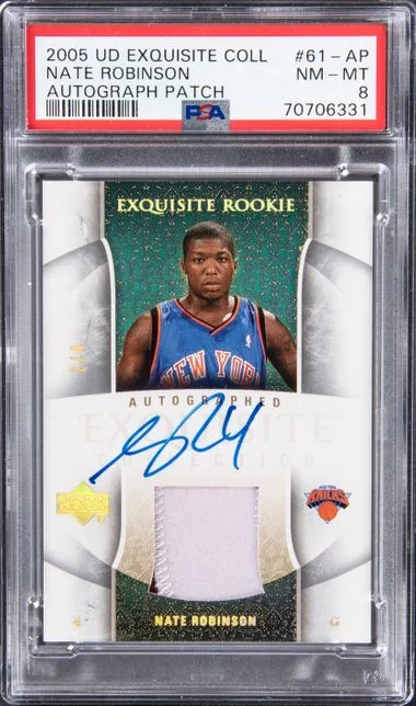 2005 UD Exquisite Collection Autograph Patch Nate Robinson #61-AP card image