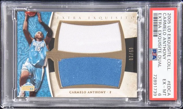 2005 UD Exquisite Collection Extra Exquisite Dual Carmelo Anthony #EDCA card image