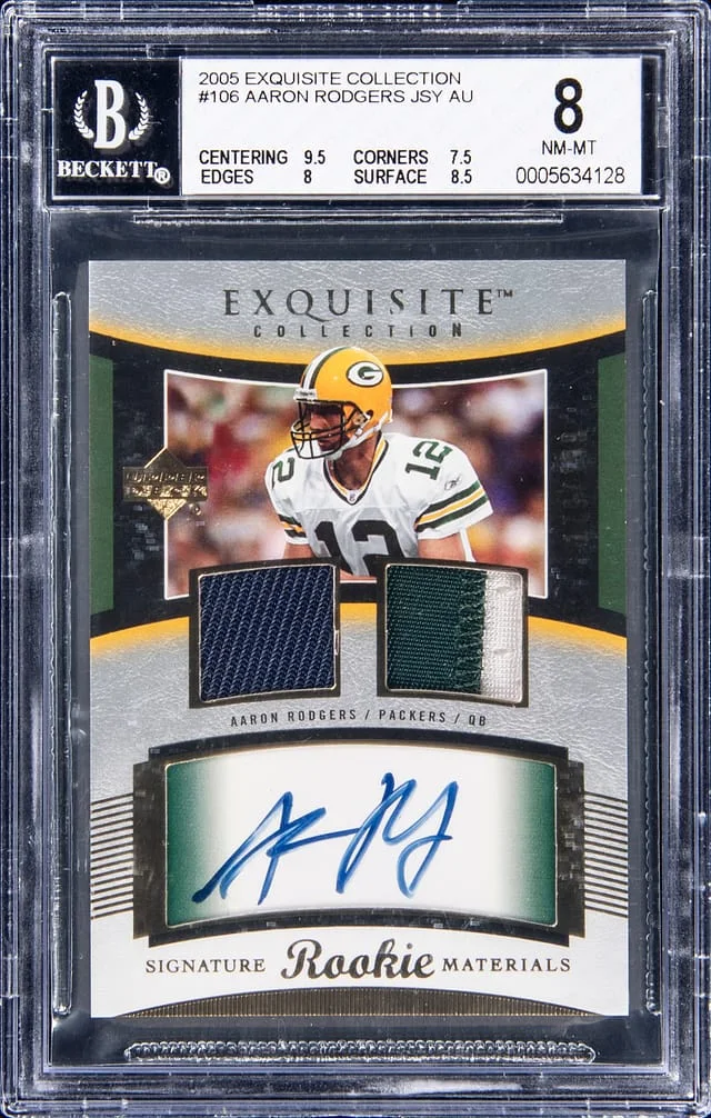 2005 UD Exquisite Collection Signature Materials Aaron Rodgers #106 card image