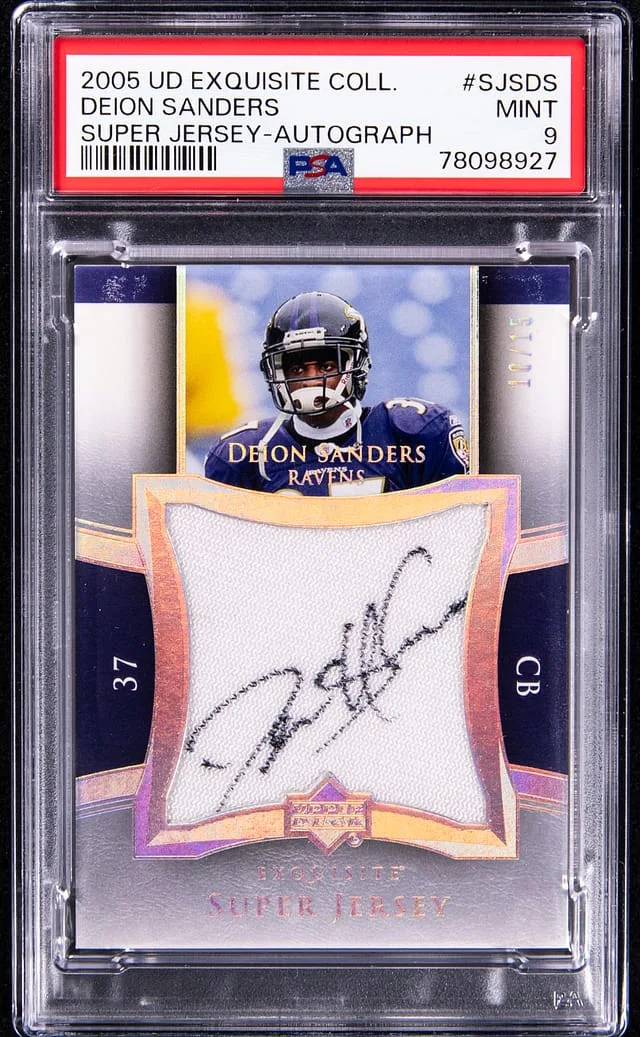 2005 UD Exquisite Collection Super Jersey - Autograph Deion Sanders #SJSDS card image