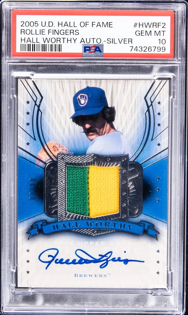 2005 UD Hall of Fame Hall Worthy Autographs Silver Rollie Fingers #HWRF2 card image
