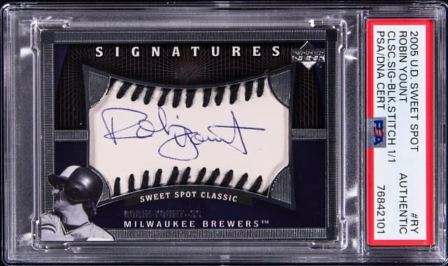 2005 UD Sweet Spot Classic Signatures Black Stitch Robin Yount #RY card image