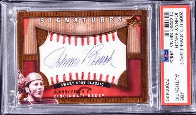 2005 UD Sweet Spot Classic Signatures Johnny Bench #BE card image