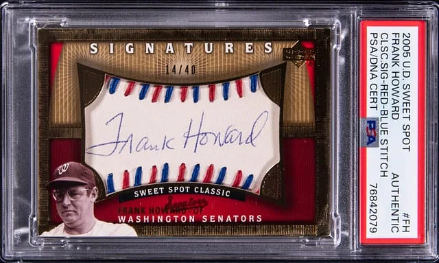2005 UD Sweet Spot Classic Signatures Red/Blue Stitch Frank Howard #FH card image