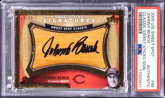 2005 U.D Sweet Spot Classic Sweet Sticks Sign Johnny Bench #BE card image