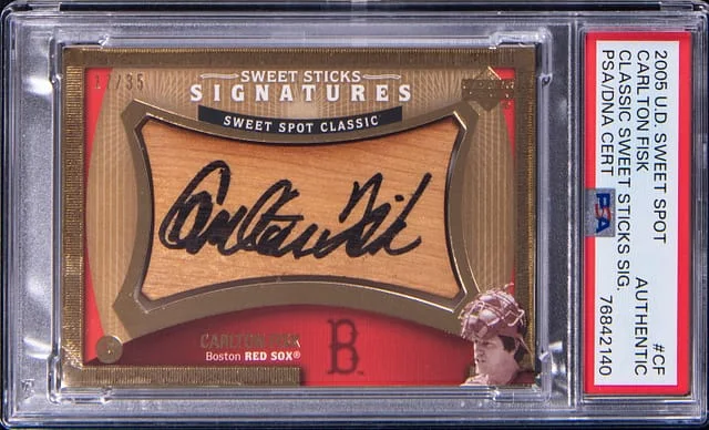 2005 UD Sweet Spot Classic Sweet Sticks Signatures Carlton Fisk #CF card image