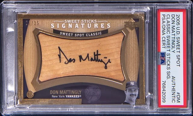 2005 UD Sweet Spot Classic Sweet Sticks Signatures Don Mattingly #DM card image