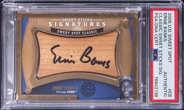 2005 UD Sweet Spot Classic Sweet Sticks Signatures Ernie Banks #EB card image