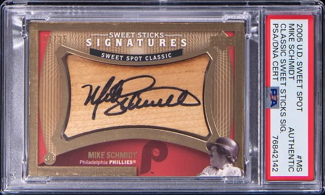 2005 UD Sweet Spot Classic Sweet Sticks Signatures Mike Schmidt #MS card image