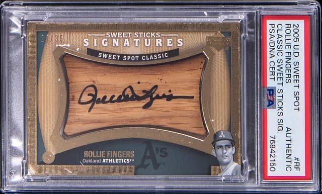 2005 UD Sweet Spot Classic Sweet Sticks Signatures Rollie Fingers #RF card image