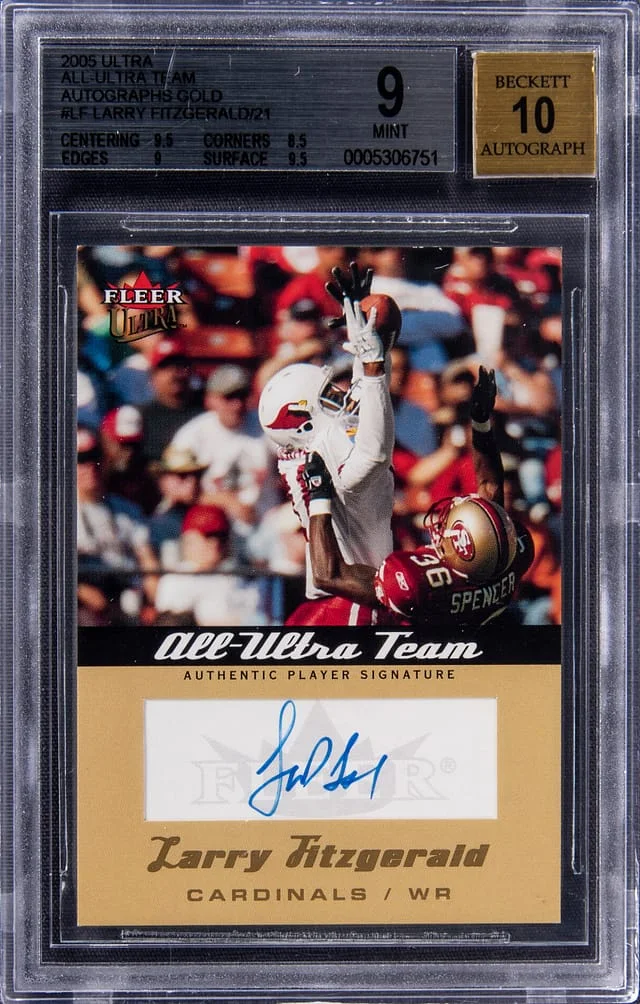 2005 Ultra All-Ultra Team Autographs Gold Larry Fitzgerald #no-number card image