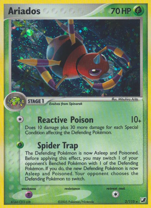2005 Unseen Forces Ariados Rare Holo #002/115 Rare Holo card image