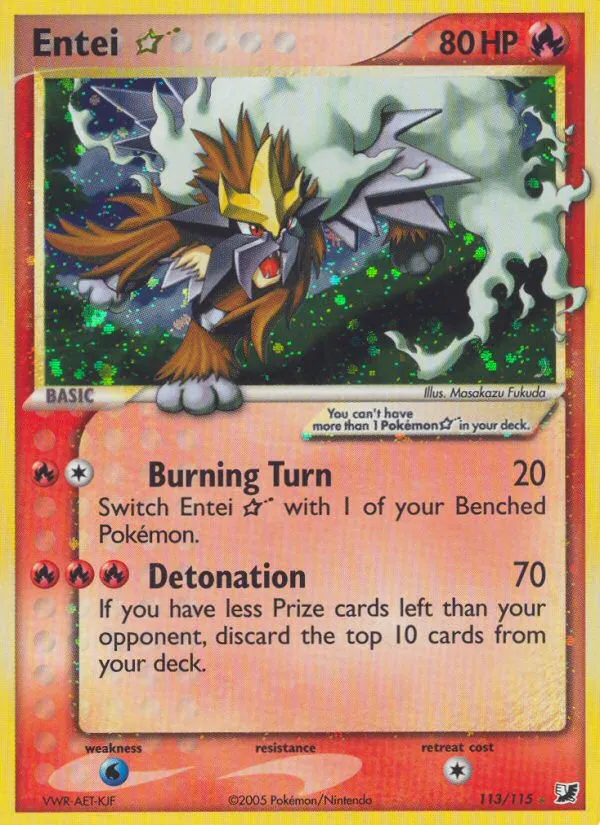 2005 Unseen Forces Entei ★ #113/115 Rare Holo Star card image