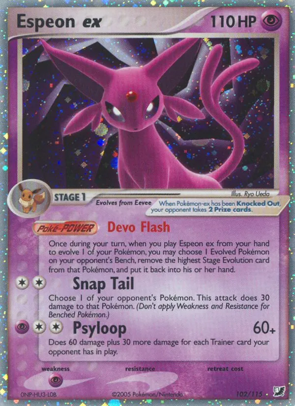 2005 Unseen Forces Espeon ex #102/115 Rare Holo EX card image