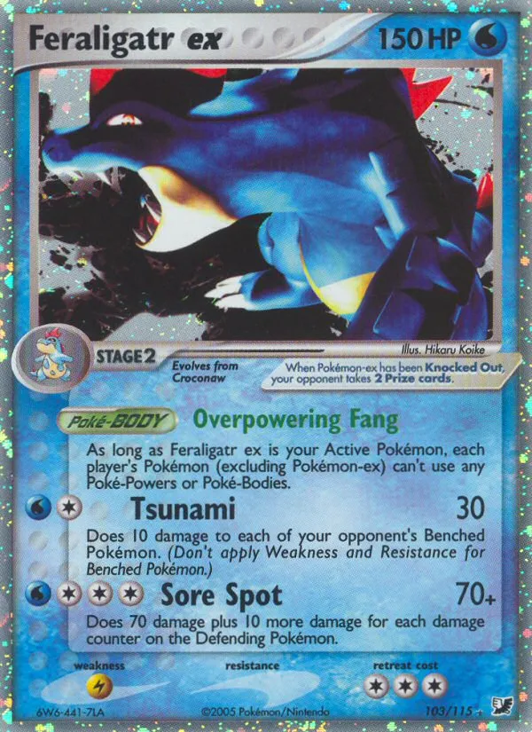 2005 Unseen Forces Feraligatr ex #103/115 Rare Holo EX card image