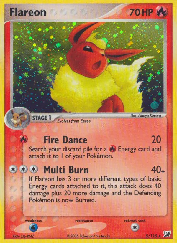 2005 Unseen Forces Flareon Rare Holo #005/115 Rare Holo card image