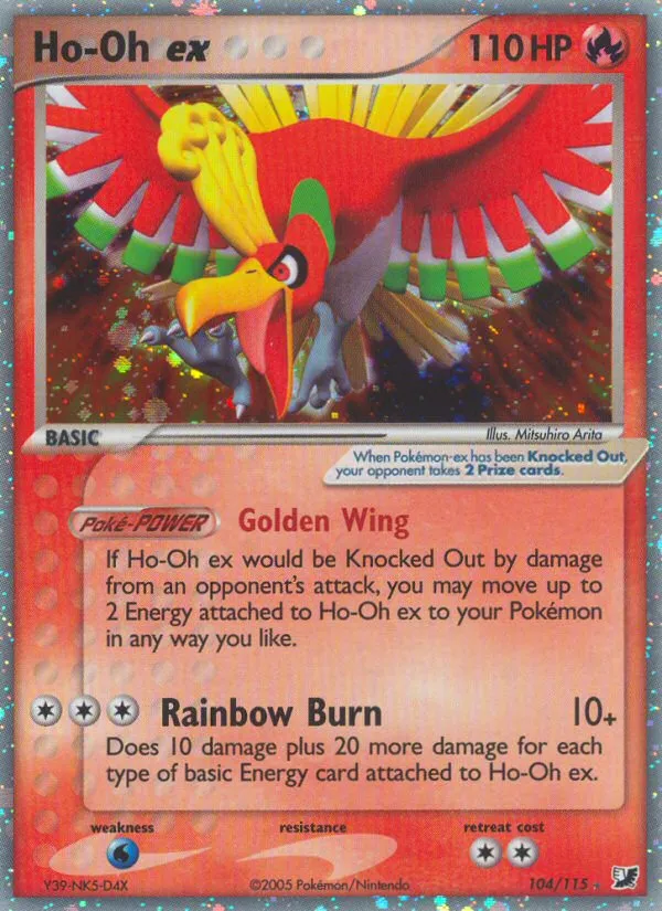 2005 Unseen Forces Ho-Oh ex #104/115 Rare Holo EX card image