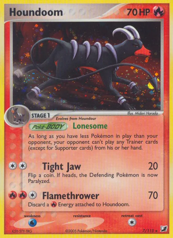 2005 Unseen Forces Houndoom Rare Holo #007/115 Rare Holo card image