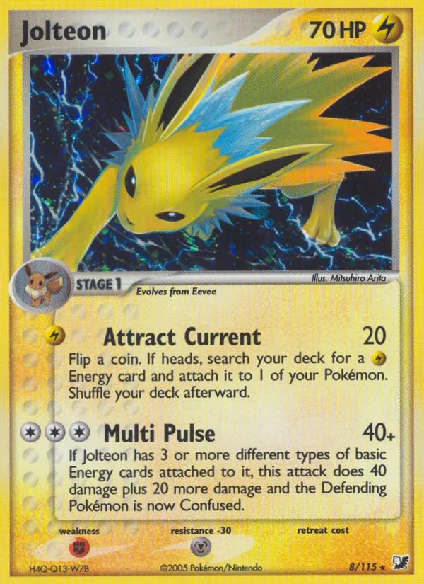 2005 Unseen Forces Jolteon Rare Holo #008/115 Rare Holo card image