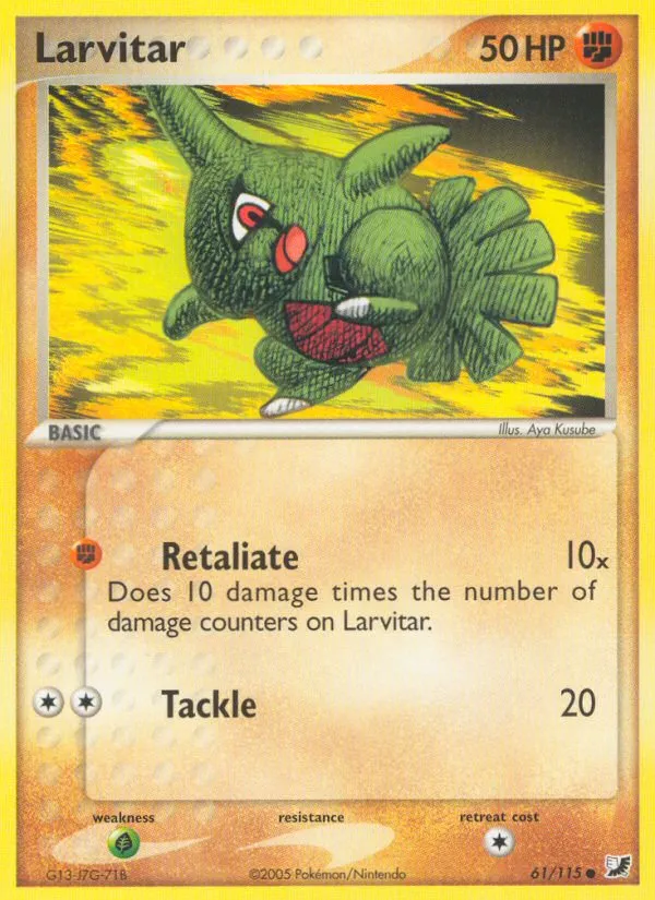 2005 Unseen Forces Larvitar Common #061/115 Common card image