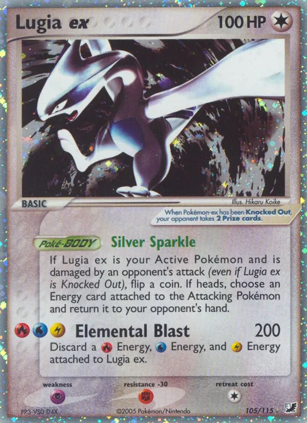 2005 Unseen Forces Lugia ex #105/115 Rare Holo EX card image