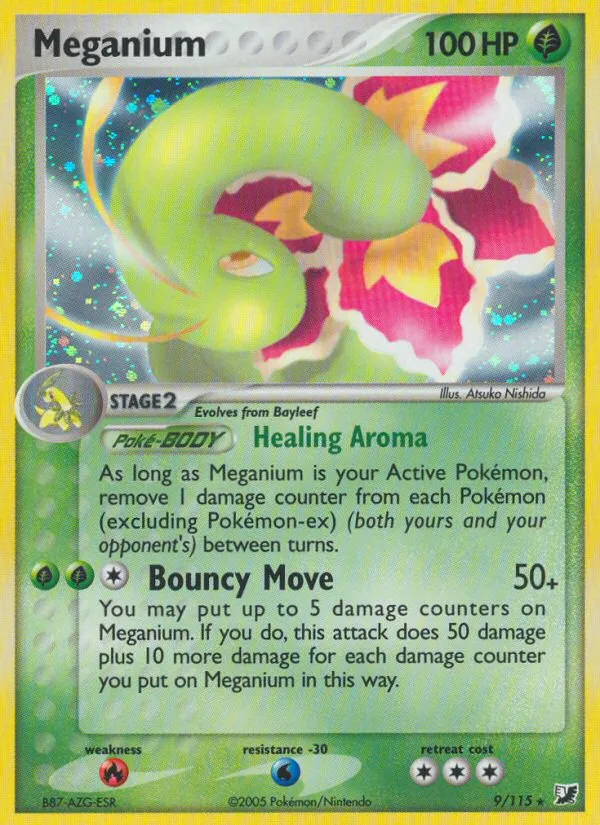 2005 Unseen Forces Meganium Rare Holo #009/115 Rare Holo card image